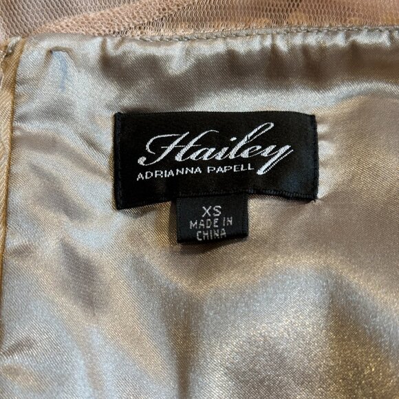 Hailey Adrianna Papell Mini Dress Formal Prom Beige Pink Sequin Tulle Skirt XS - Picture 2 of 12